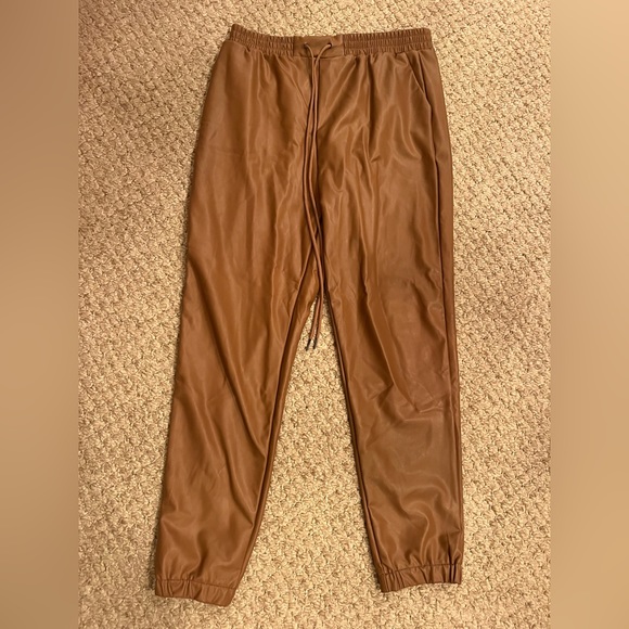 21 Saints Pants - Faux Leather Brown Pants Size L